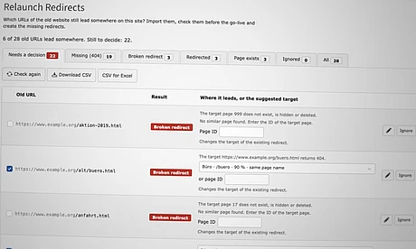 Relaunch Redirects Extension Finds Broken URLs Before the Go-Live