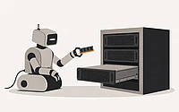 Robot inserting data storage device into server rack