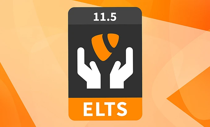 ELTS 11.5 badge with hands holding an orange shield icon