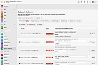 TYPO3 Relaunch Redirects Demo interface showing URL redirect management with status indicators for broken, missing, and redirected links.
