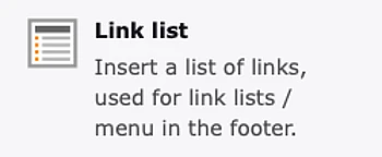 Bildschirmfoto des Inhaltselement-Symbols Link List