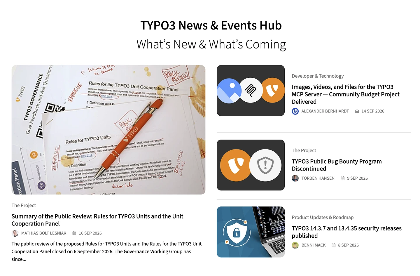 News Hub Homepage