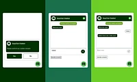 EasyChat Chatbot interface showing three steps: accepting cookie consent, asking a question, and receiving an answer.