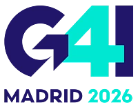 Logo with large text reading G4I in navy blue and turquoise. Below, MADRID 2026 is written, with MADRID in navy blue and 2026 in turquoise.